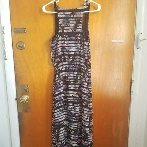 Multicolor floral striped maxi dress